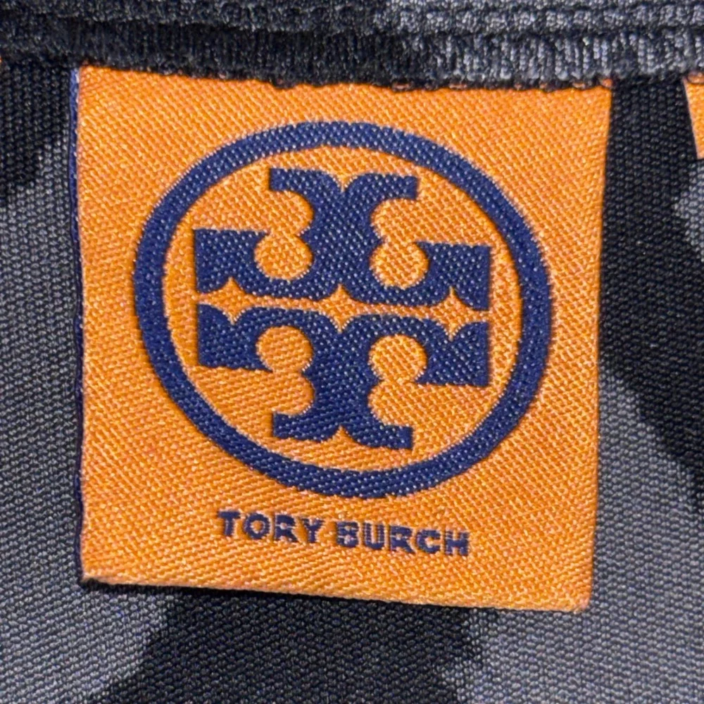 Tory Burch Sz Small 100% Silk Thamara Jersey Faux Wrap Dress Gray Black